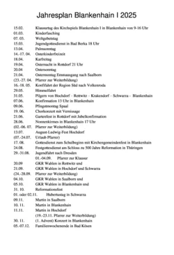 Jahresplan 2025 Blankenhain I