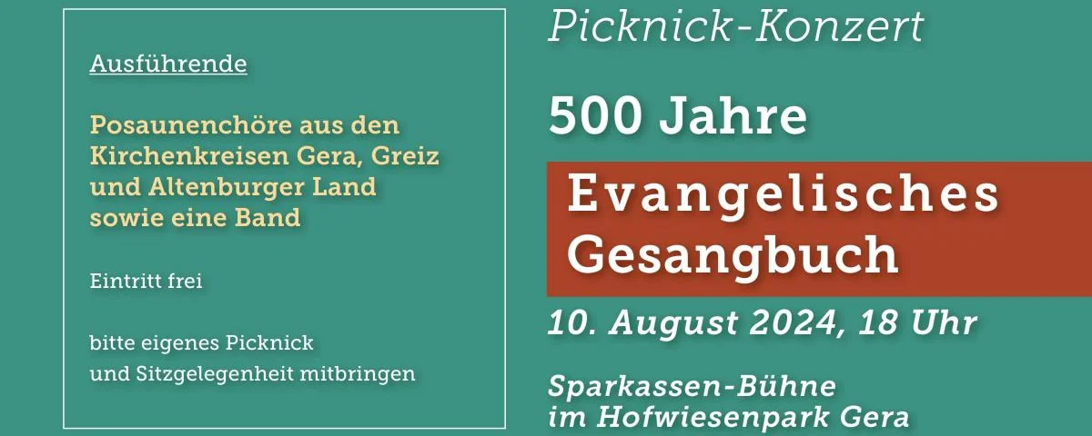 Picknickkonzert zum Jubiläum 500 Jahre Gesangbuch Plakat